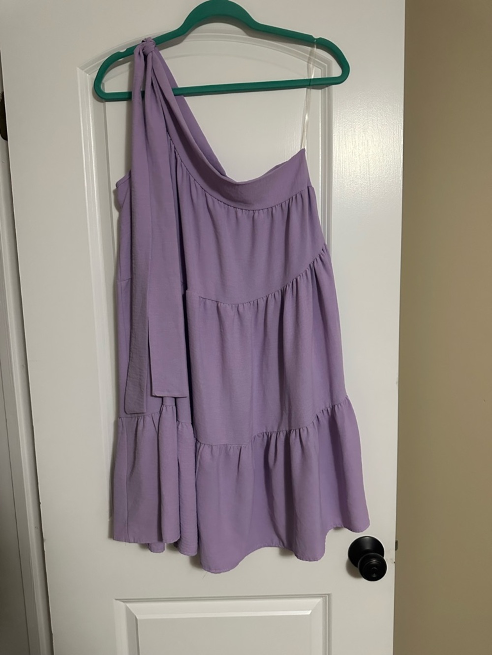eesome Lavender One-Shoulder Tiered Dress